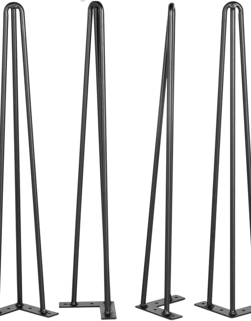 Load image into Gallery viewer, Hairpin Table Legs 26" Black Set of 4 Desk Legs 880lbs Load Capacity (Each 220lbs) Hairpin Desk Legs 3 Rods for Bench Desk Dining End Table Chairs Carbon Steel DIY Heavy Duty Furniture Legs
