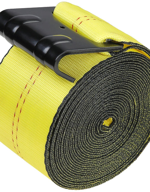 Load image into Gallery viewer, Winch Straps, 4" x 40', 6000 lbs Load Capacity, 18000 lbs Break Strength, Truck Straps with Flat Hook, Flatbed Tie Downs Cargo Control for Trailers, Farms, Rescues, Tree Saver, Yellow (10 Pack)
