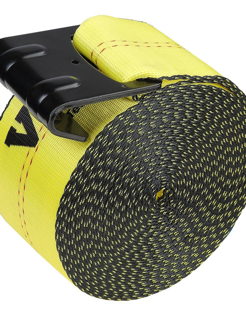 Load image into Gallery viewer, Winch Straps, 4" x 30', 6000 lbs Load Capacity, 18000 lbs Break Strength, Truck Straps with Flat Hook, Flatbed Tie Downs Cargo Control for Trailers, Farms, Rescues, Tree Saver, Yellow (10 Pack)
