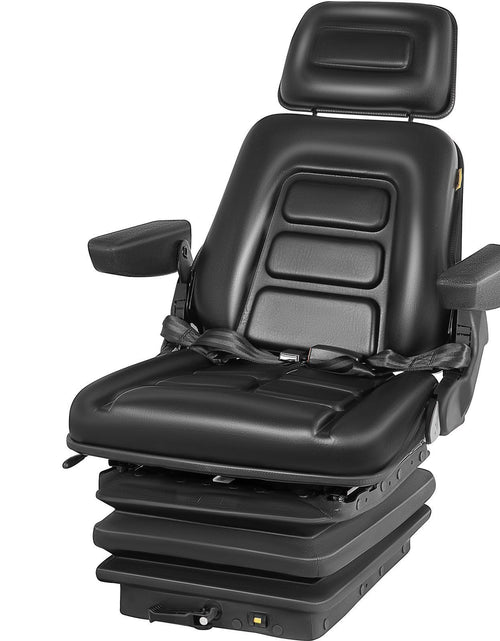 Load image into Gallery viewer, Suspension Seat Adjustable Backrest Headrest Armrest, Forklift Seat With Slide Rails, Foldable Heavy Duty for Tractor Forklift Excavator Skid Steer
