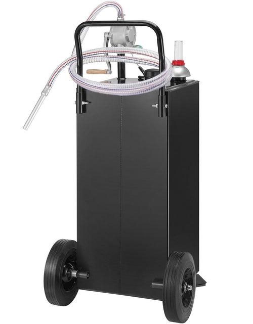 Load image into Gallery viewer, 30 Gallon Gas Caddy, Fuel Storage Tank with Wheels, Portable Fuel Caddy with Manuel Transfer Pump, Gasoline Diesel Fuel Container for Cars, Lawn Mowers, ATVs, Boats, More, Black
