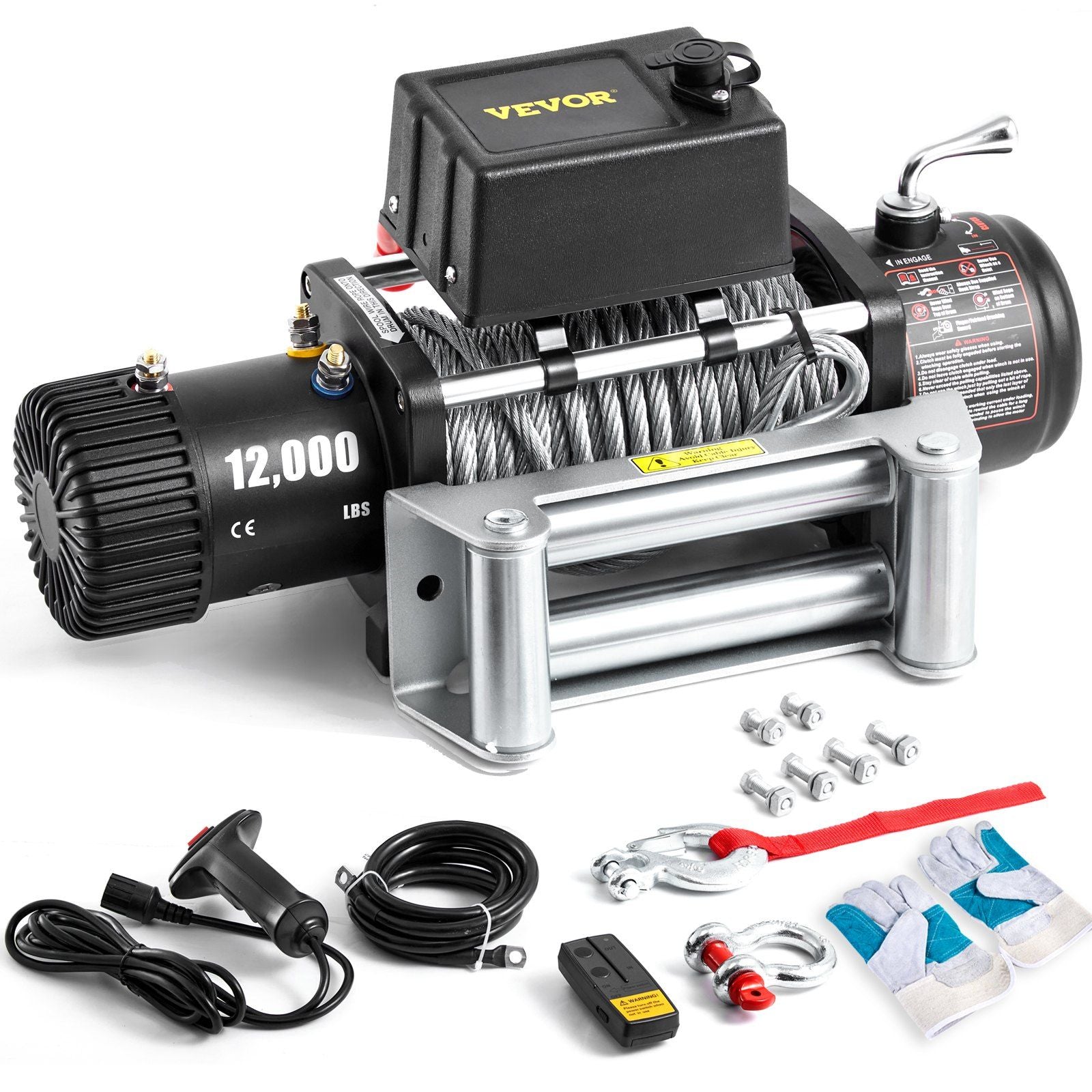 Truck Winch 12000lbs Electric Winch 85ft/26m Steel Cable 12V Power Winch Jeep Winch with Wireless Remote Control and Powerful Motor for UTV ATV & Jeep Truck and Wrangler in Car Lift