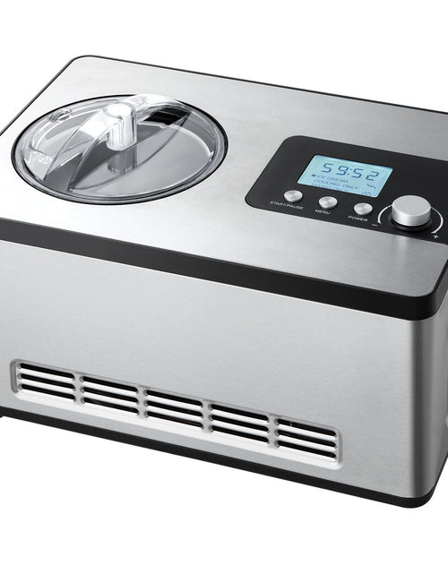 Load image into Gallery viewer, Automatic Ice Cream Maker with Built-in Compressor, 2 Quart No Pre-freezing Fruit Yogurt Machine, Stainless Steel Electric Sorbet Maker, 3 Modes Gelato Maker with LCD Display &amp; Timer, Silver
