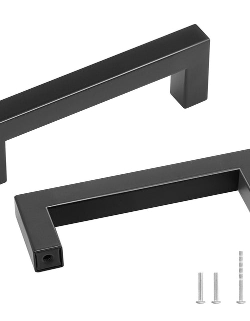 Load image into Gallery viewer, 30 Pack Cabinet Pulls, 3.86in / 96mm Center to Center Slim Square Kitchen Cabinet Drawer, Stainless Steel Modern Kitchen Cupboard Door Handles for Kitchen Bathroom Bar Hardware Matte Black
