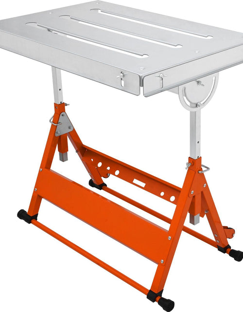 Load image into Gallery viewer, Welding Table 30" x 20", 400lbs Load Capacity Steel Welding Workbench Table on Wheels, Folding Work Bench with Three 1.1" Slot, 3 Tilt Angles, Adjustable Height, Retractable Guide Rails
