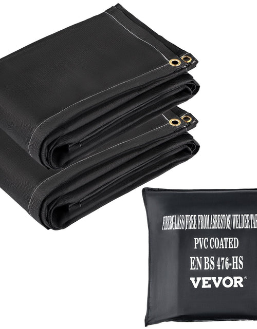 Load image into Gallery viewer, Fire Blankets, 2 Pack Welding Blankets, 8' x 10' Fire Suppression Blanket, 1022°F Flame Retardant Blanket, Black Fire Emergency Blankets, Fiberglass Fire Retardant Blanket with 12 Brass Grommets
