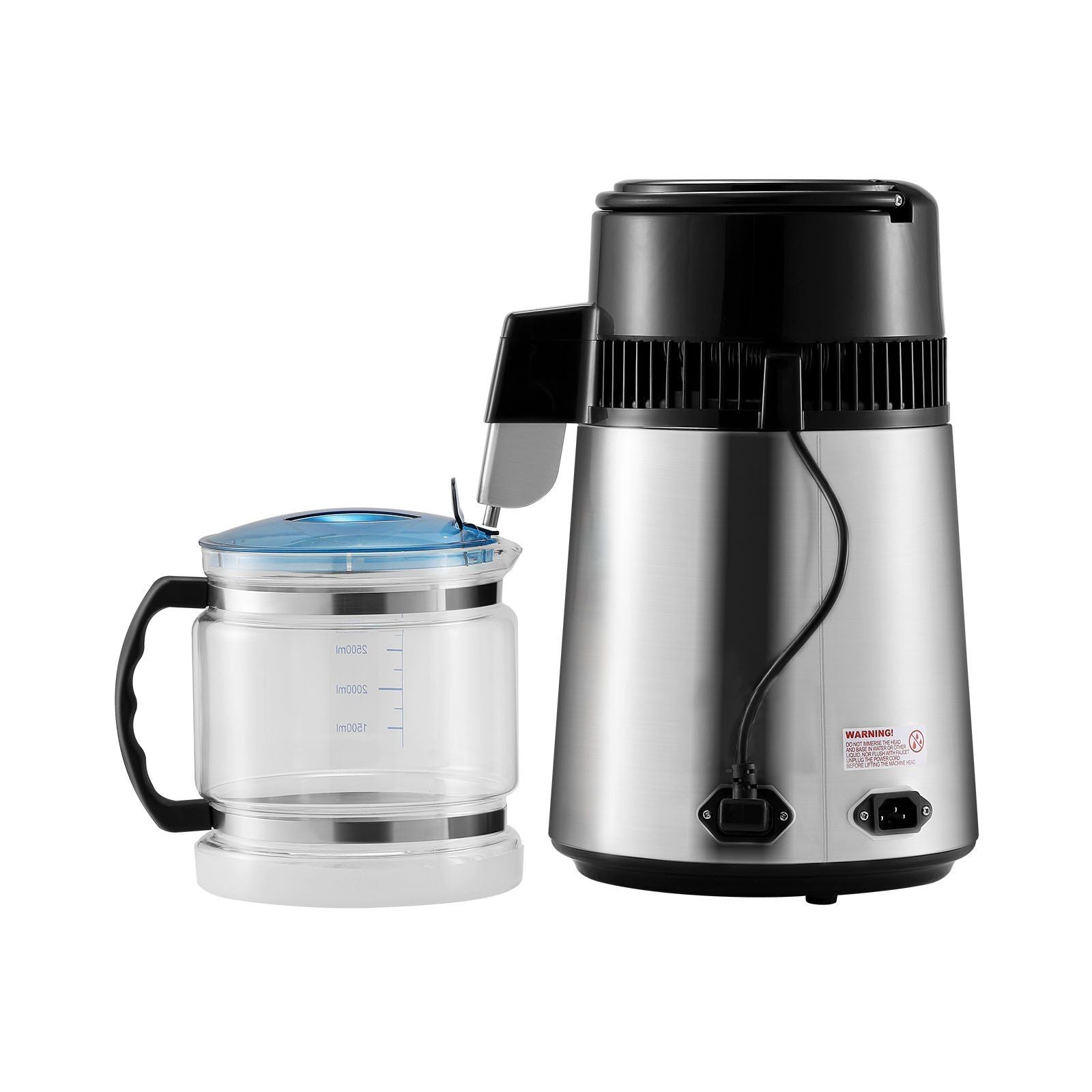 Water Distiller, 4L 1.05 Gallon Pure Water Purifier Filter For Home Countertop, 750W Distilled Water Maker, Stainless Steel Interior Distiller Water Making Machine to Make Clean Water, Silvery