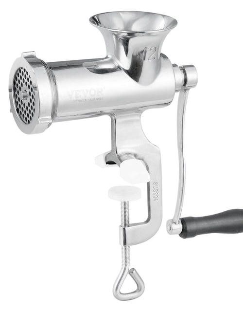 Load image into Gallery viewer, Manual Meat Grinder, 304 Stainless Steel Hand Meat Grinder with Steel Table Clamp, Meat Mincer Sausage Maker &amp; 2 Cutting Plates, Cookie Attachment, Sausage Tube for Beef Pepper Mushroom Cookie
