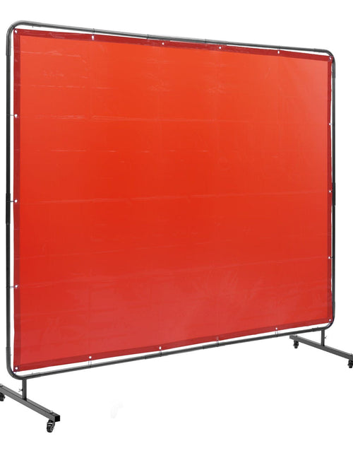 Load image into Gallery viewer, Welding Screen with Frame, 6' x 8' Welding Curtain Screen, Flame-Resistant Vinyl Welding Protection Screen on 4 Swivel Wheels (2 Lockable), Moveable &amp; Professional for Workshop/Industrial, Red
