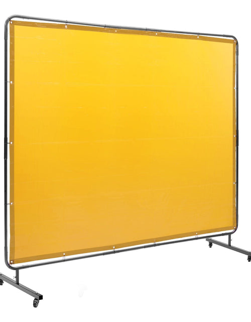 Load image into Gallery viewer, Welding Screen with Frame, 6' x 8' Welding Curtain Screen, Flame-Resistant Vinyl Welding Protection Screen on 4 Swivel Wheel (2 Lockable), Moveable &amp; Professional for Workshop/Industrial, Yellow
