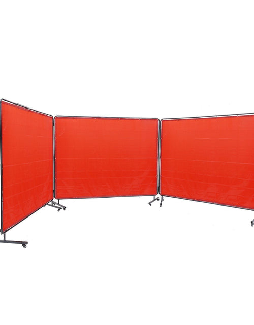 Load image into Gallery viewer, Welding Screen with Frame, 6' x 8' 3 Panel Welding Curtain Screens, Flame-Resistant Vinyl Welding Protection Screen on 12 Swivel Wheels (6 Lockable), Moveable &amp; Professional for Workshop, Red
