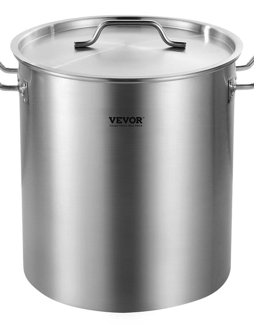 Load image into Gallery viewer, Stainless Steel Stockpot, 42 Quart Large Cooking Pots, Cookware Sauce Pot with Strainer, Lid, and Handle, Heavy Duty Commercial Grade Stock Pot, Sanding Treatment, for Large Groups Events Silver
