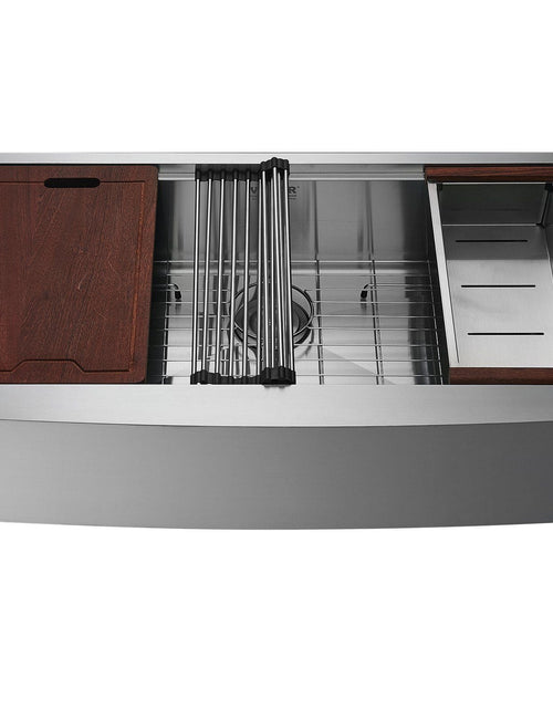 Load image into Gallery viewer, Farmhouse Kitchen Sink, 304 Stainless Steel Drop-In Sinks, Single Bowl Basin with Ledge &amp; Accessories, Household Dishwasher Sinks for Workstation, Prep Kitchen, and Bar Sink, 33 inch

