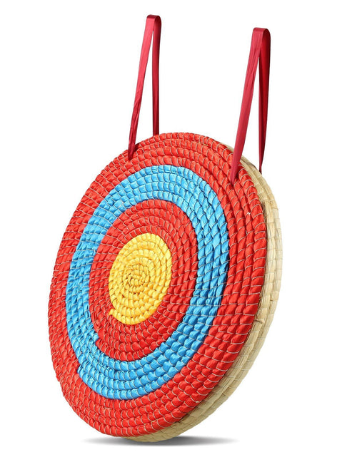 Load image into Gallery viewer, Archery Target, 3 Layers 20" Arrow Target, Traditional Solid Straw Round Archery Target Shooting Bow, Hand-Made Arrows Target, Coloured Rope Target for Backyard Outdoor Hunting Shooting Practice
