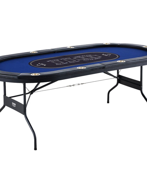 Load image into Gallery viewer, 10 Player Foldable Poker Table, Blackjack Texas Holdem Poker Table with Padded Rails and Stainless Steel Cup Holders, Portable Folding Card Board Game Table, 84" Oval Casino Leisure Table
