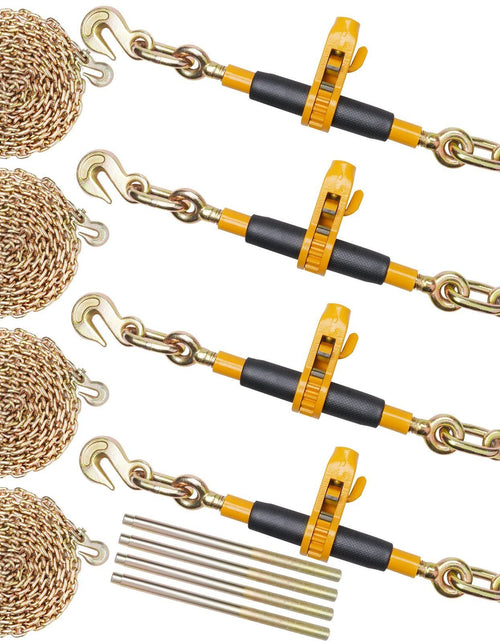 Load image into Gallery viewer, Ratchet Chain Binder, 5/16"-3/8" Heavy Duty Load Binders, with G80 Chains 7100 lbs Secure Load Limit, Labor-saving Anti-skid Handle, Tie Down Hauling Chain Binders for Flatbed Truck Trailer, 4 P

