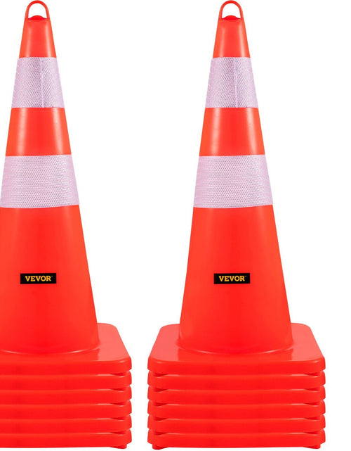 Load image into Gallery viewer, Safety Cones, 12 x 28" Traffic Cones, PVC Orange Construction Cones, 2 Reflective Collars Traffic Cones with Weighted Base and Hand-Held Ring Used for Traffic Control, Driveway Road Parking
