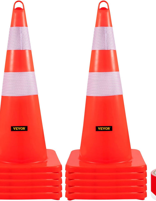 Load image into Gallery viewer, Safety Cones, 10PCS 28" Traffic Cones, PVC Orange Construction Cones, 2 Reflective Collars Traffic Cones with Weighted Base and Hand-Held Ring Used for Traffic Control, Driveway Road Parking
