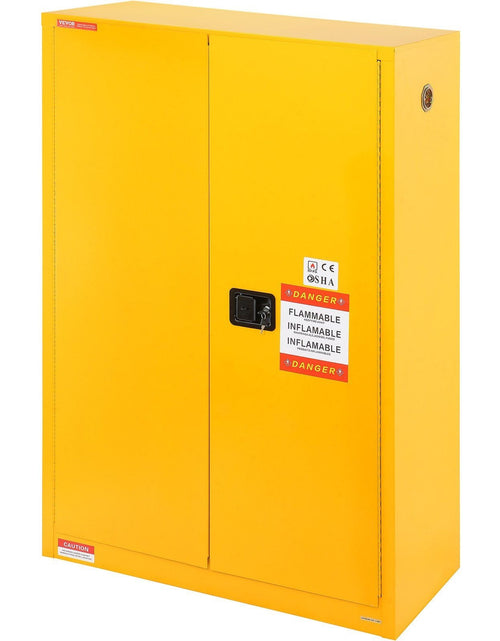 Load image into Gallery viewer, Flammable Safety Cabinet, 45 Gal, Cold-Rolled Steel Flammable Liquid Storage Cabinet, 42.9 x 18.1 x 65.2 in Explosion Proof with 2 Adjustable Shelves 2 Manual Doors for Industrial Use, Yellow
