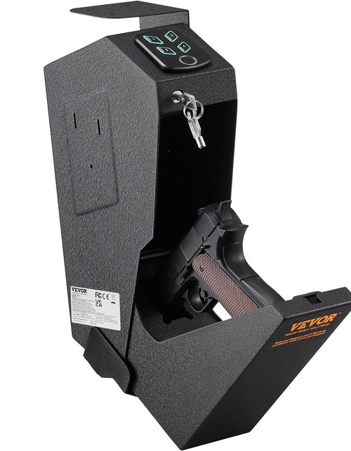 Load image into Gallery viewer, Mounted Gun Safe for Pistols, Biometric Gun Safe with Three Quick Access Ways of Fingerprints, Passwords and Keys, Handgun Safe for 1 Pistol for Home, Bedside, Nightstand, Wall
