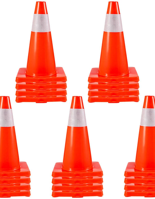 Load image into Gallery viewer, 20Pack 18" Traffic Cones, Safety Road Parking Cones PVC Base, Orange Traffic Cone with Reflective Collars, Hazard Construction Cones for Home Traffic Parking
