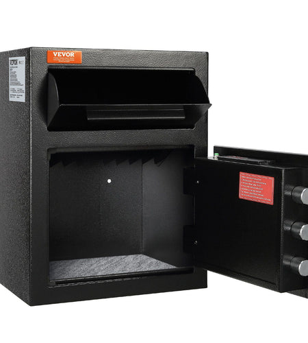 1.7 Cub Depository Safe, Deposit Safe with Drop Slot, Electronic Code Lock and 2 Emergency Keys, 17.71'' x 13.77'' x 13.77'' Business Drop Slot Safe for Cash, Mail in Home, Hotel, Office