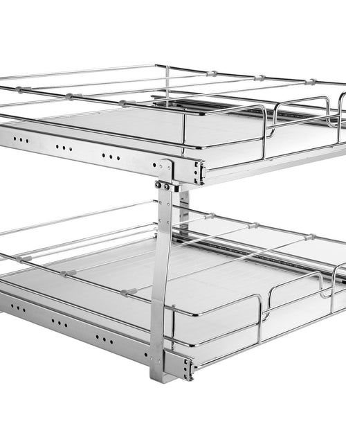 Load image into Gallery viewer, 2 Tier 17"W x 21"D Pull Out Cabinet Organizer, Heavy Duty Slide Out Pantry Shelves, Chrome-Plated Steel Roll Out Drawers, Sliding Drawer Storage for Inside Kitchen Cabinet, Bathroom, Under Sink

