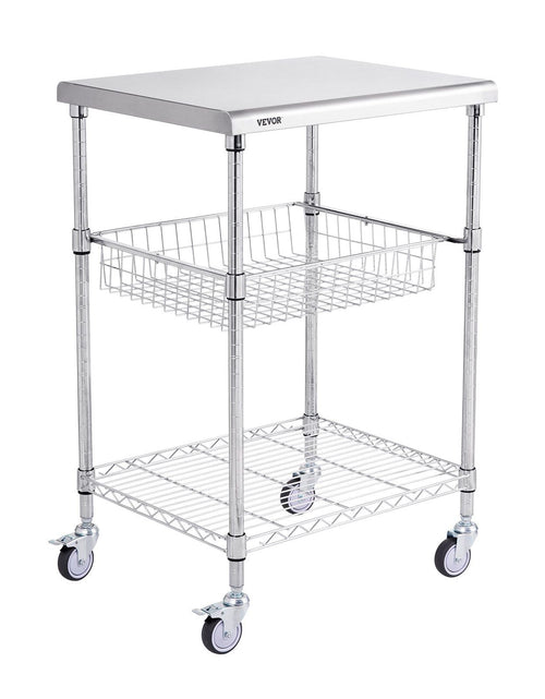 Load image into Gallery viewer, 3-Tier Utility Cart Rolling Cart on Wheels 24"x20"x36.6" 470 LBS 6 Hooks

