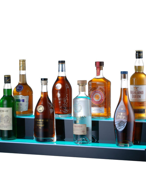 Load image into Gallery viewer, LED Lighted Liquor Bottle Display, 2 Tiers 30 Inches, Illuminated Home Bar Shelf with RF Remote &amp; App Control 7 Static Colors 1-4 H Timing, Acrylic Drinks Lighting Shelf for Holding 16 Bottles
