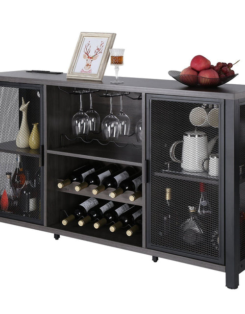 Load image into Gallery viewer, 47 Inch Industrial Bar Cabinet, Wine Table for Liquor &amp; Glasses, Sideboard Buffet Cabinet with Wine Rack, Freestanding Farmhouse Wood Coffee Bar Cabinet for Living Room, Home Bar, Kitchen White
