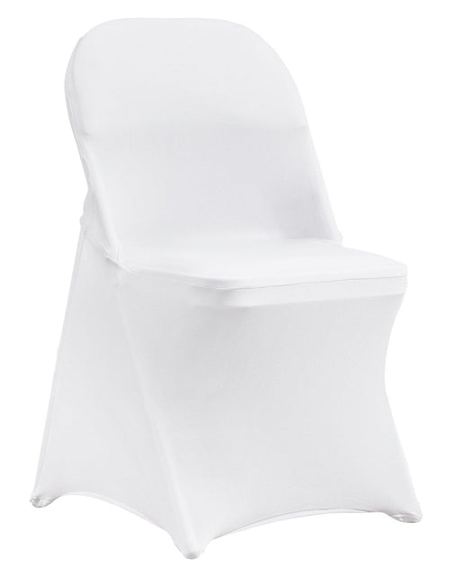 Load image into Gallery viewer, White Stretch Spandex Chair Covers - 12 PCS, Folding Kitchen Chairs Cover, Universal Washable Slipcovers Protector, Removable Chair Seat Covers, for Wedding Party Dining Room Banquet Event
