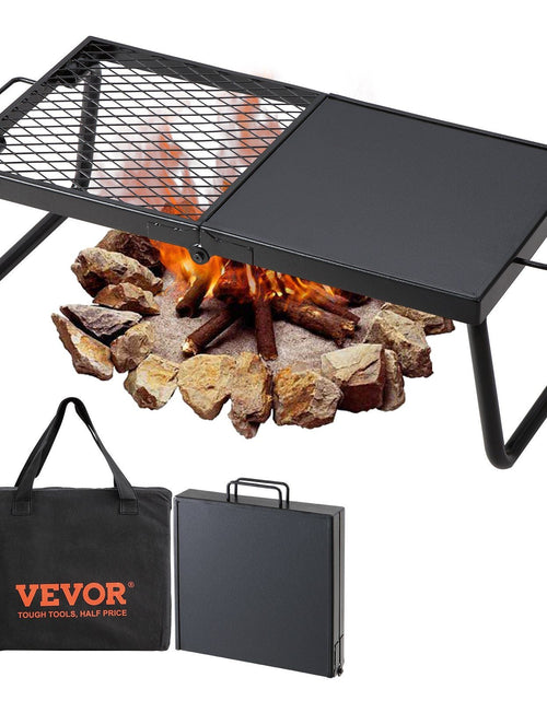 Load image into Gallery viewer, Folding Campfire Grill, Heavy Duty Steel Mesh Grate, 22.4" Portable Camping Grates Over Fire Pit, Camp Fire Cooking Equipment with Legs Carrying Bag, Grilling Rack for Outdoor Open Flame Cooking
