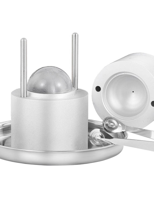 Load image into Gallery viewer, Ice Ball Press, 2.4" Ice Ball Maker, Aircraft Al Alloy Ice Ball Press Kit for 60mm Ice Sphere, Ice Press with Tong and Drip Tray, for Whiskey, Cocktail, Bourbon, Scot on Party &amp; Holiday, Silver
