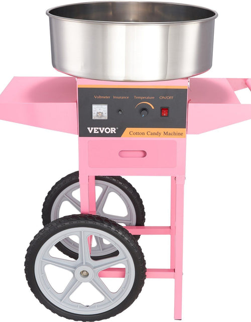 Load image into Gallery viewer, Electric Cotton Candy Machine with Cart, 1000W Commercial Floss Maker with Stainless Steel Bowl, Sugar Scoop and Drawer, Perfect for Home, Kids Birthday, Family Party, Pink
