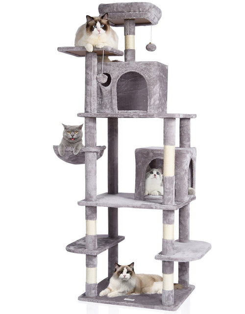 Load image into Gallery viewer, Cat Tree 68.5" Cat Tower with Cat Condos Sisal Scratching Post Light Grey
