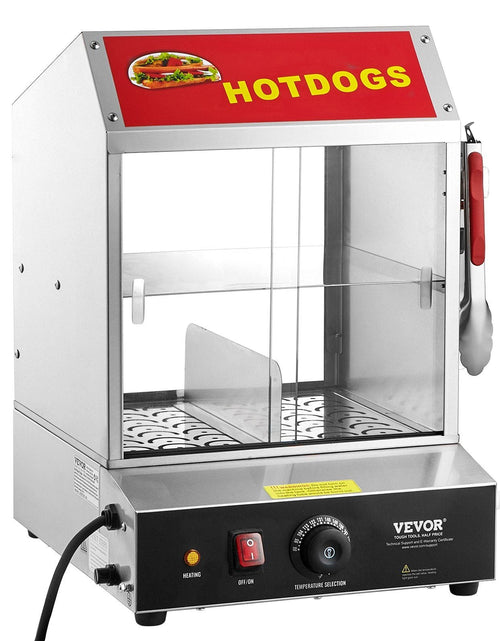 Load image into Gallery viewer, Commercial Hot Dog Steamer 2-Tier Electric Bun Warmer 28.5QT Slide Doors

