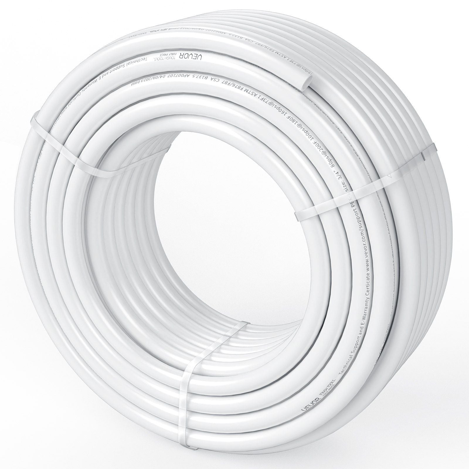 PEX Pipe 3/4 Inch, 100 Feet Length PEX-B Flexible Pipe Tubing for Potable Water, Pex Water Lines for Hot/Cold Water & Easily Restore, Plumbing Applications with Free Cutter & Clamps ,White
