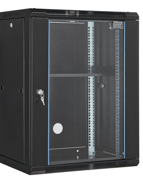 Load image into Gallery viewer, 15U Wall Mount Network Server Rack Cabinet Enclosure 18'' Glass Door Lock
