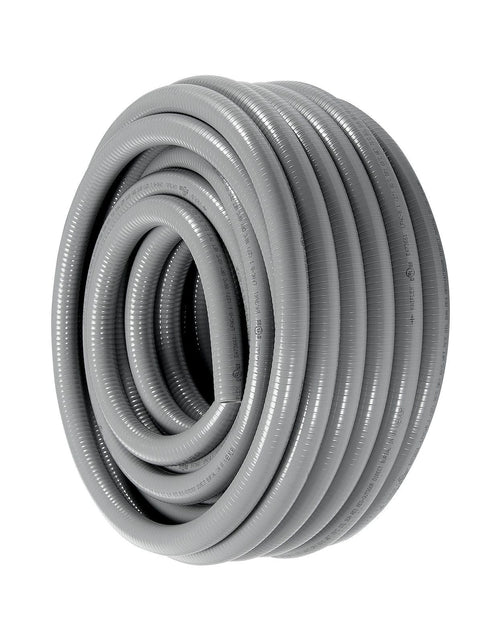 Load image into Gallery viewer, 1-Inch Flexible Electrical Conduit, 100 ft, PVC Liquid-Tight Conduit Non-Metallic with 5 Straight and 5 90-Degree Conduit Connector Fittings, for Air Conditioning Motor Controller Pump, IP65
