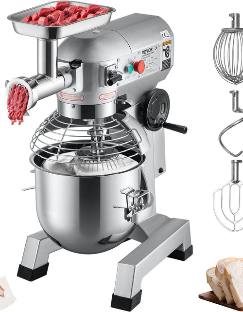 Load image into Gallery viewer, Commercial Stand Mixer, 20Qt Stainless Steel Bowl, 1100W 2 in 1 Multifunctional Electric Food Mixer with Meat Grinder &amp; 3 Speeds, Dough Hook Whisk Beater Included, Perfect for Bakery Pizzeria
