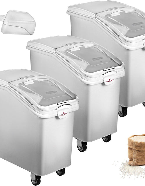 Load image into Gallery viewer, 3 Pack Dry Ingredient 21 Gallon Storage Bin Caster Commercial Restaurant Kitchen
