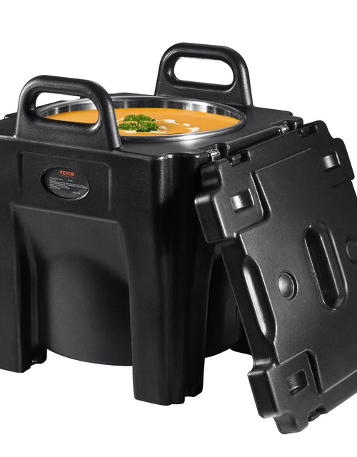 Load image into Gallery viewer, Insulated Food Carrier, 32Qt Capacity, Stackable Catering Hot Box w/Stainless Steel Barrel, Top Load LLDPE Food Warmer w/Integral Handles Buckles Stationary , for Restaurant Canteen, Black
