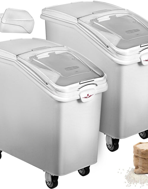 Load image into Gallery viewer, 2x Ingredient Bin With Casters 21 Gallon Food Safe Restaurant Kitchen Flour Bins
