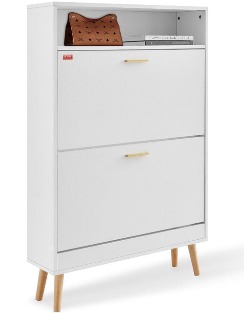 Load image into Gallery viewer, Shoe Cabinet with 2 Flip Drawers, Shoe Storage Cabinet for Entryway, Free Standing Shoe Storage Organizer with Top Storage Cubby for Heels, Boots, Slippers in Hallway, Living Room
