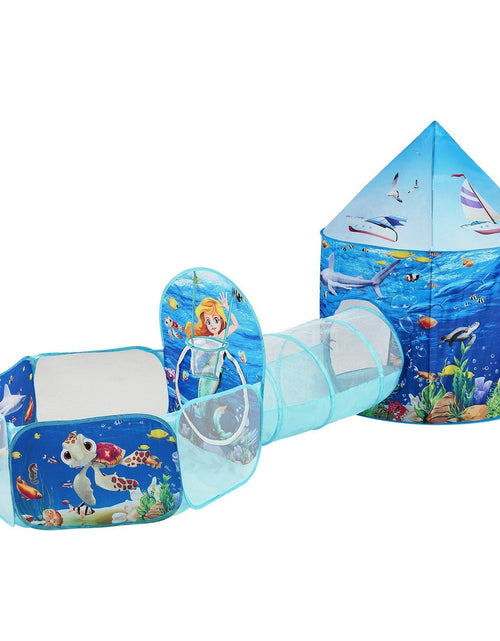 Load image into Gallery viewer, 3 in 1 Kids Play Tent with Tunnel, Basketball Hoop for Boys, Girls, Babies and Toddlers, Indoor/Outdoor Pop Up Playhouse with Carrying Bag &amp; Banding Straps Birthday Gifts, Blue Ocean
