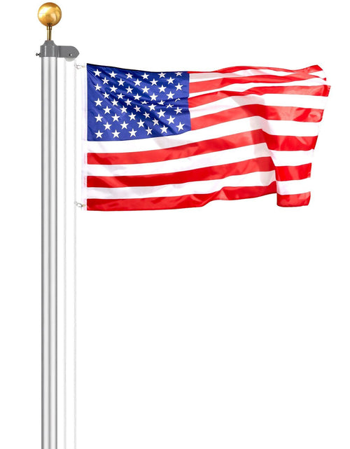 Load image into Gallery viewer, 20FT Detachable Flagpole Kit Heavy Duty Aluminum Flag Pole American Silver
