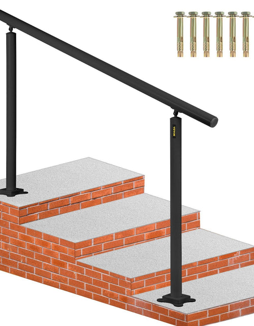 Load image into Gallery viewer, Outdoor Stair Railing Kit, 5 FT Handrails 0-5 Steps, Adjustable Angle Black Aluminum Stair Hand Rail for The Elderly, Handrails for Indoor &amp; Outdoor Steps

