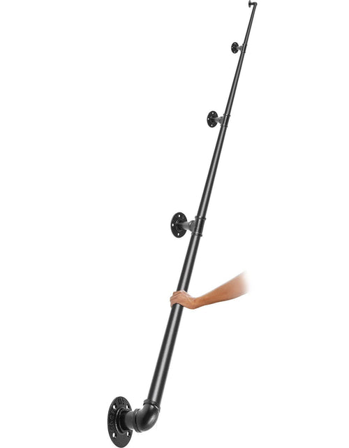 Load image into Gallery viewer, Pipe Stair Handrail, 13FT Staircase Handrail, 440LBS Load Capacity Carbon Steel Pipe Handrail, Industrial Pipe Handrail with Wall Mount Support, Round Corner Wall Handrailing for Indoor, Outdoor
