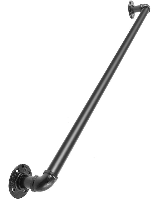 Load image into Gallery viewer, Pipe Stair Handrail, 3FT Staircase Handrail, 440LBS Load Capacity Carbon Steel Pipe Handrail, Industrial Pipe Handrail with Wall Mount Support, Round Corner Wall Handrailings for Indoor, Outdoor
