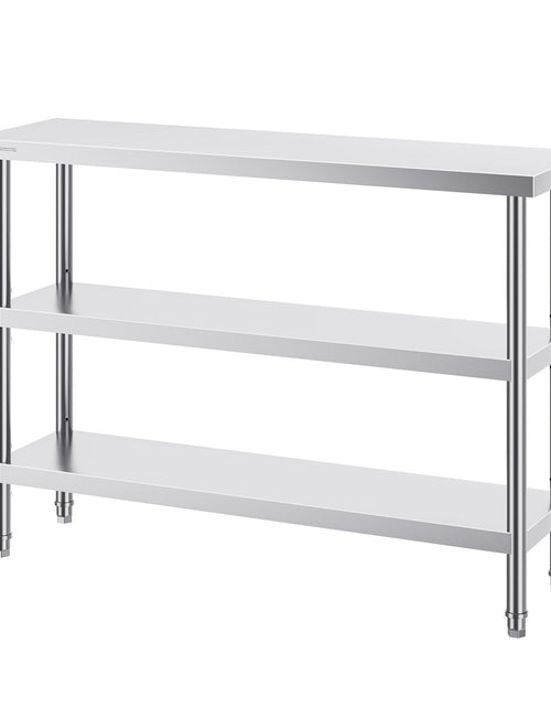 Load image into Gallery viewer, Stainless Steel Food Prep Table, 14 x 48 x 34 Inch Commercial Kitchen Worktable, with 2 Adjustable Undershelf, Heavy Duty Prep Table Metal Work Table for BBQ, Kitchen, Home, and Garage
